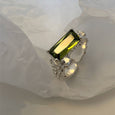 Adjustable Green Zirconia Geometric Ring Rings Claire & Clara