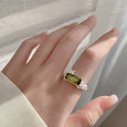 Adjustable Green Zirconia Geometric Ring Rings Claire & Clara