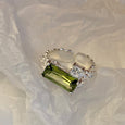 Adjustable Green Zirconia Geometric Ring Rings Claire & Clara