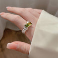 Adjustable Green Zirconia Geometric Ring Rings Claire & Clara