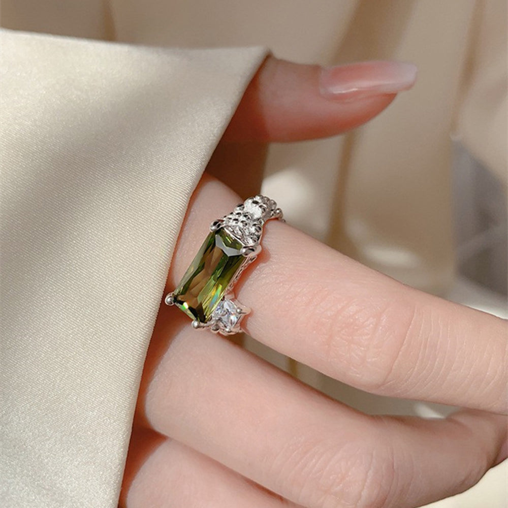 Adjustable Green Zirconia Geometric Ring Rings Claire & Clara