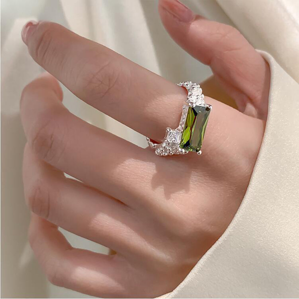 Adjustable Green Zirconia Geometric Ring Rings Claire & Clara