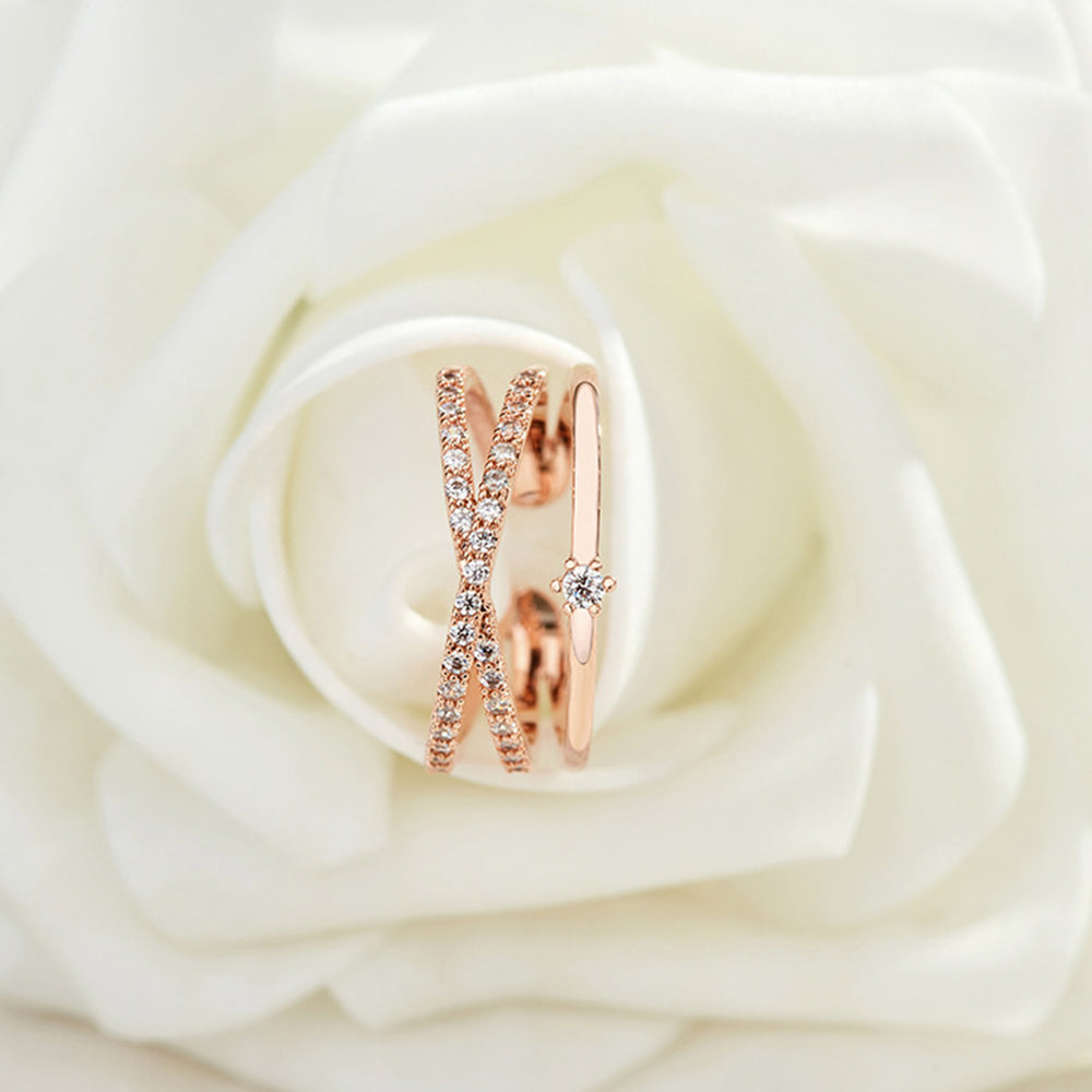Adjustable Opening Cross Double Layer Ring Rings Claire & Clara