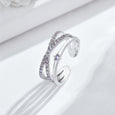Adjustable Opening Cross Double Layer Ring Rings Claire & Clara Silver