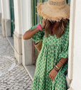 Alana Bohemian Floral Puff Long Swing Dress Dresses Claire & Clara