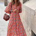 Alana Bohemian Floral Puff Long Swing Dress Dresses Claire & Clara