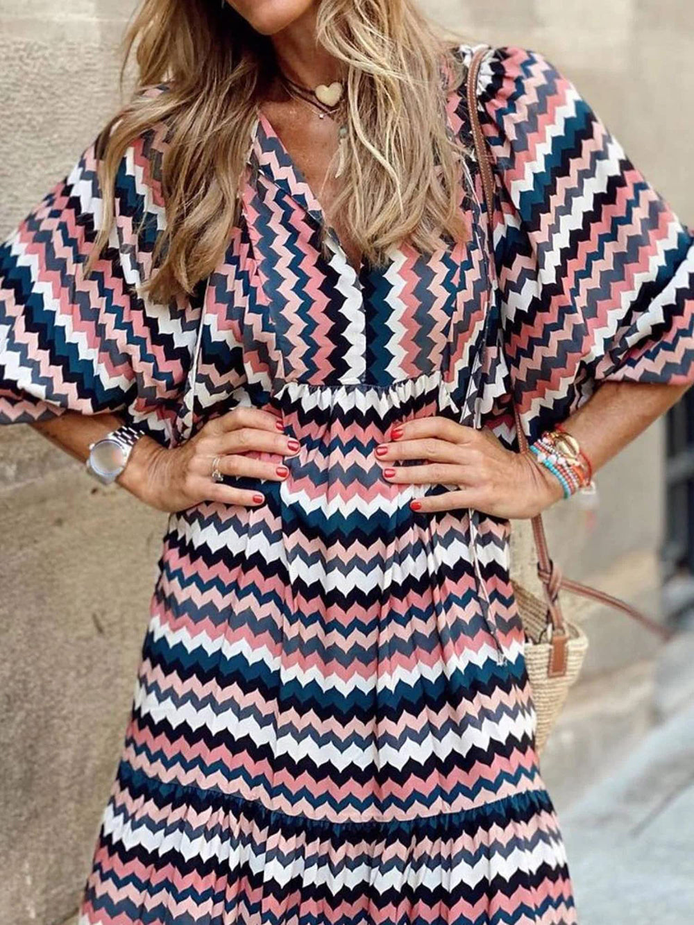 Alana Bohemian Floral Puff Long Swing Dress Dresses Claire & Clara