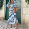 Alana Bohemian Floral Puff Long Swing Dress Dresses Claire & Clara