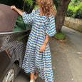 Alana Bohemian Floral Puff Long Swing Dress Dresses Claire & Clara