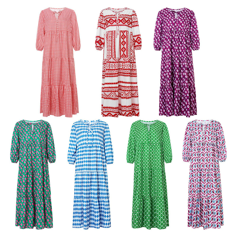 Alana Bohemian Floral Puff Long Swing Dress Dresses Claire & Clara