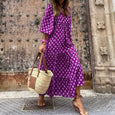 Alana Bohemian Floral Puff Long Swing Dress Dresses Claire & Clara Purple-1 S