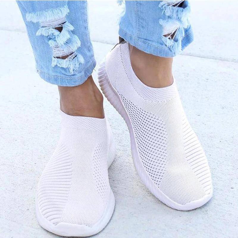 Aleena Slip On Knit Sneakers Shoes Claire & Clara White 5