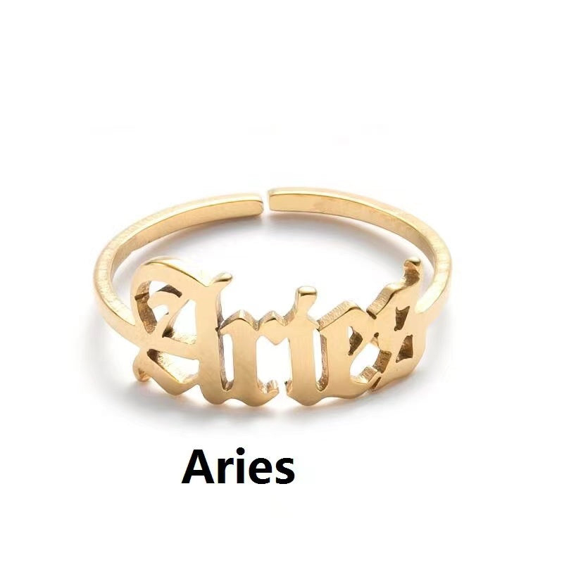 Alphabet Constellation Opening Ring Ring Claire & Clara Gold Aries