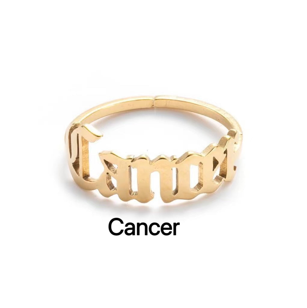 Alphabet Constellation Opening Ring Ring Claire & Clara Gold Cancer