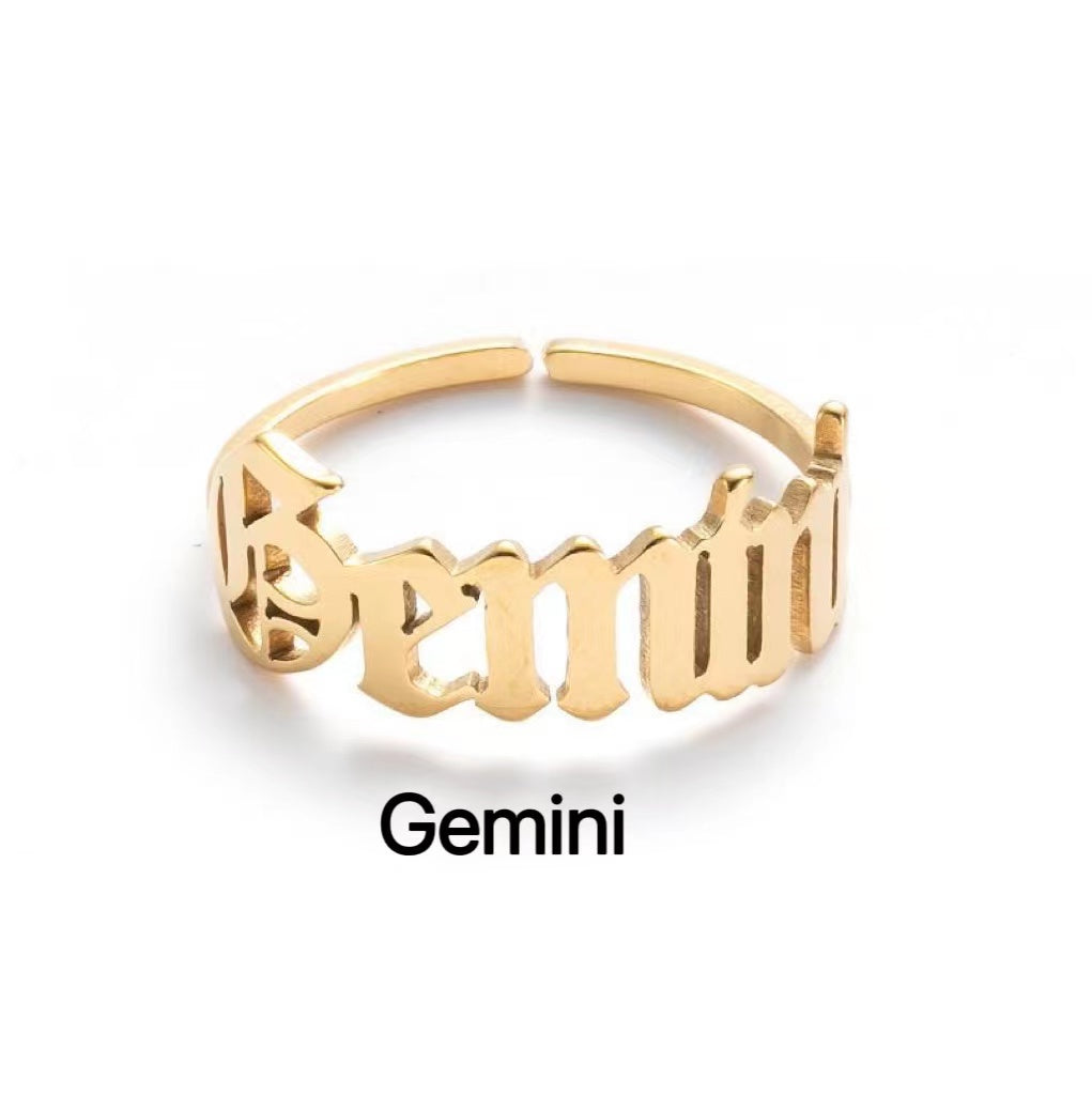 Alphabet Constellation Opening Ring Ring Claire & Clara Gold Gemini