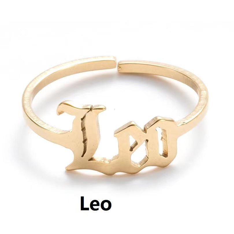 Alphabet Constellation Opening Ring Ring Claire & Clara Gold Leo