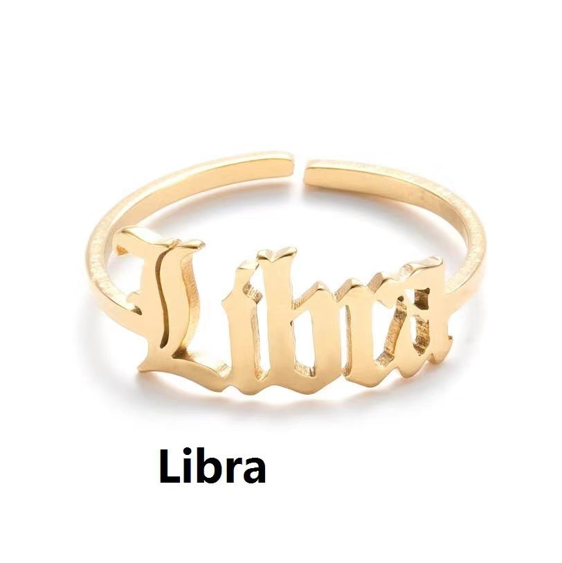 Alphabet Constellation Opening Ring Ring Claire & Clara Gold Libra