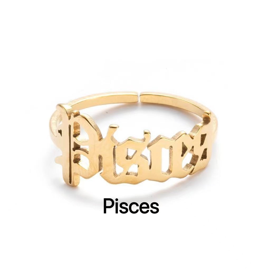 Alphabet Constellation Opening Ring Ring Claire & Clara Gold Pisces