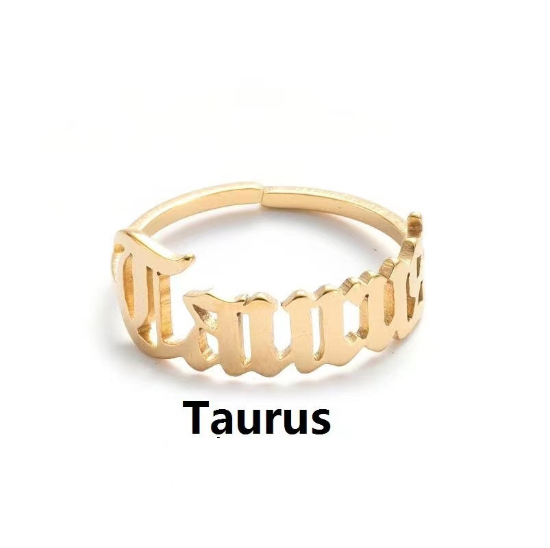 Alphabet Constellation Opening Ring Ring Claire & Clara Gold Taurus