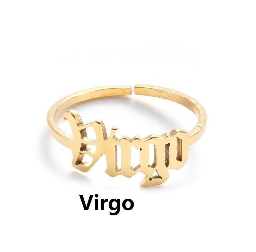 Alphabet Constellation Opening Ring Ring Claire & Clara Gold Virgo