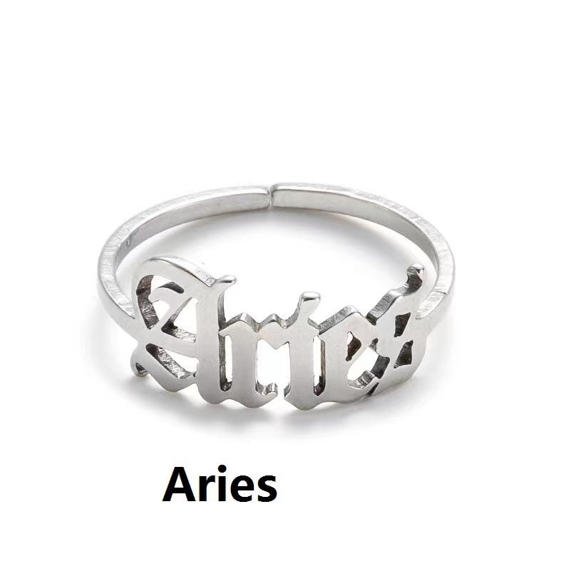 Alphabet Constellation Opening Ring Ring Claire & Clara Silver Aries