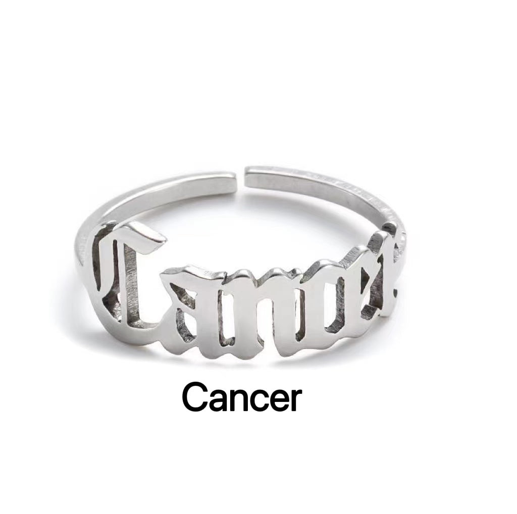 Alphabet Constellation Opening Ring Ring Claire & Clara Silver Cancer