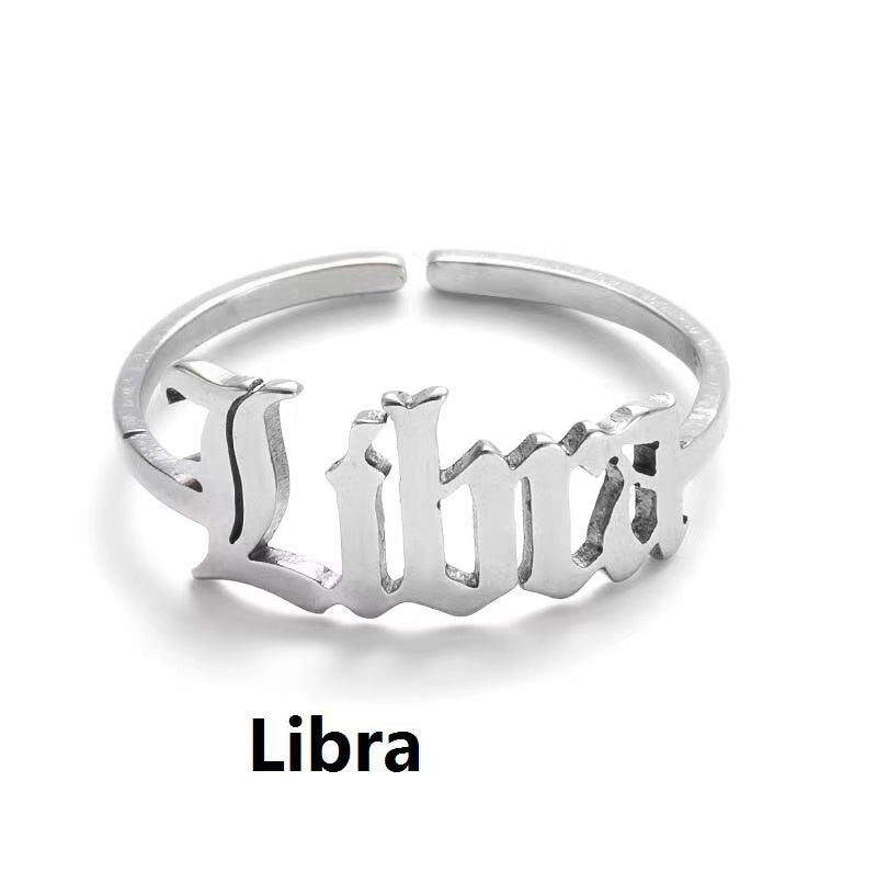 Alphabet Constellation Opening Ring Ring Claire & Clara Silver Libra