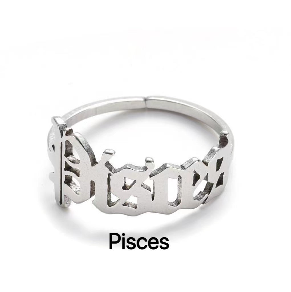 Alphabet Constellation Opening Ring Ring Claire & Clara Silver Pisces