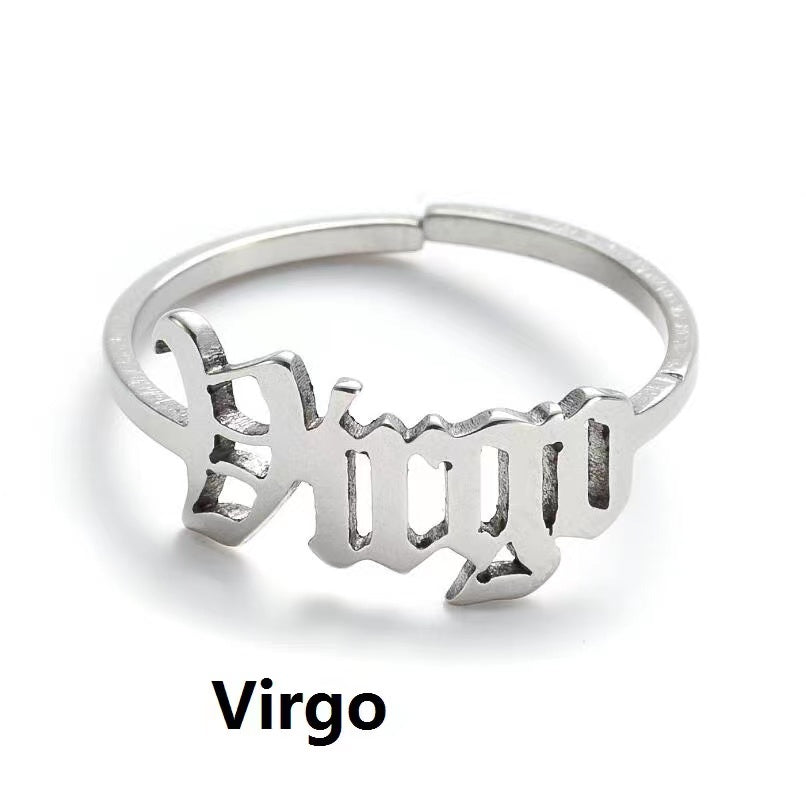 Alphabet Constellation Opening Ring Ring Claire & Clara Silver Virgo