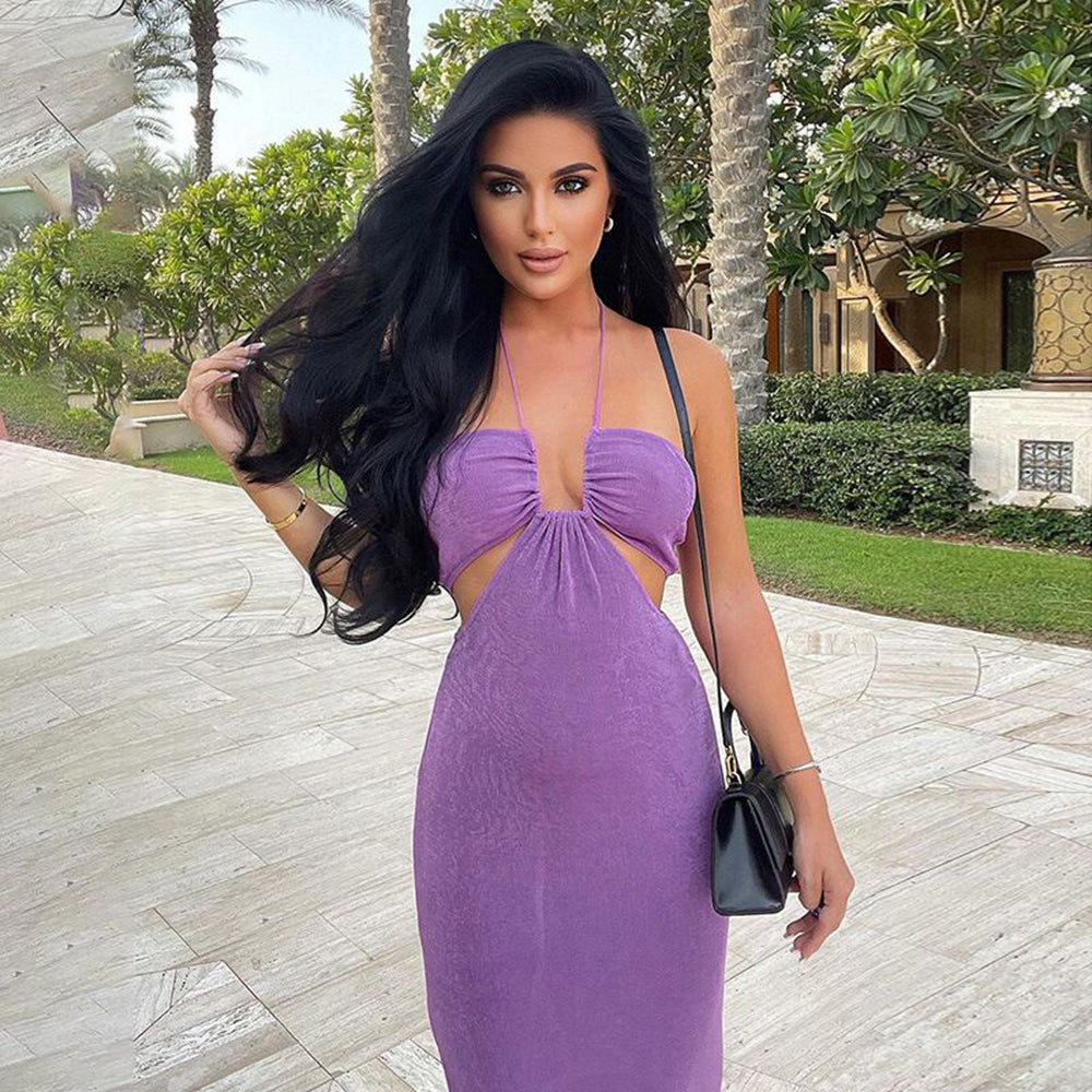 Alyssa Halter Cut Out Backless V-Neck Dresses Dresses Claire & Clara