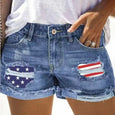 American Flag Hole Tassel Denim Shorts Bottoms Claire & Clara