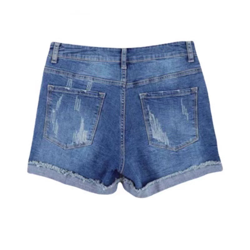 American Flag Hole Tassel Denim Shorts Bottoms Claire & Clara