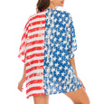 American Flag Print Half Sleeve Casual Cover-up Top Claire & Clara