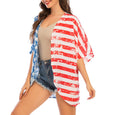 American Flag Print Half Sleeve Casual Cover-up Top Claire & Clara