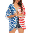 American Flag Print Half Sleeve Casual Cover-up Top Claire & Clara