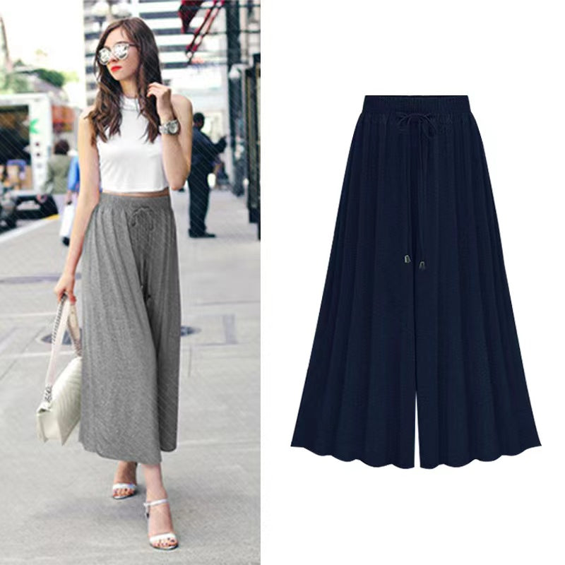 Anna High Waist Pleated Wide Leg Pants Bottoms Claire & Clara Navy US 2