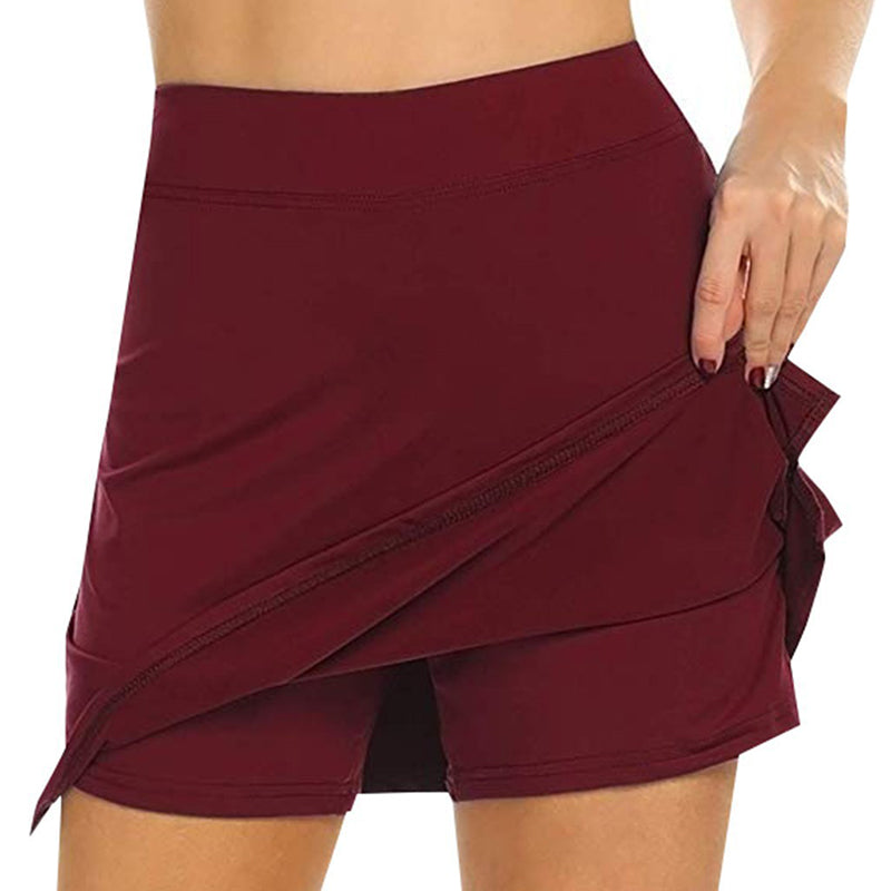 Anti-Chafing Active Skort Mini Skirts Claire & Clara Wine Red S