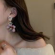 Asymmetric Diamond Drop Crystal Flower Earrings Earrings Claire & Clara