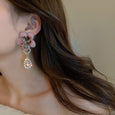 Asymmetric Diamond Drop Crystal Flower Earrings Earrings Claire & Clara