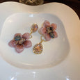 Asymmetric Diamond Drop Crystal Flower Earrings Earrings Claire & Clara