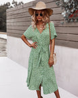 Aubrey Casual Floral Button Bandage Dresses Dresses Claire & Clara