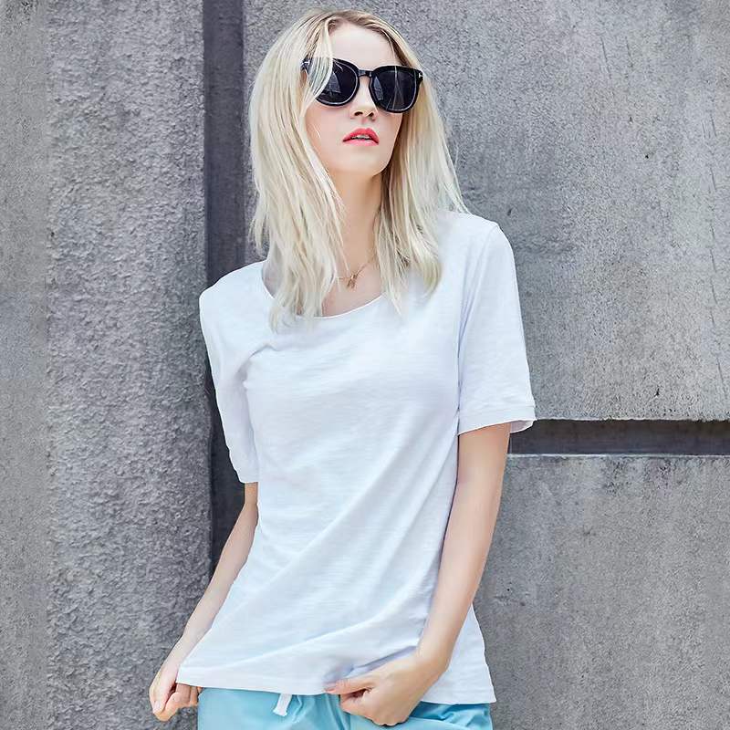 Ava Solid Color Basic Tee Top Claire & Clara White M
