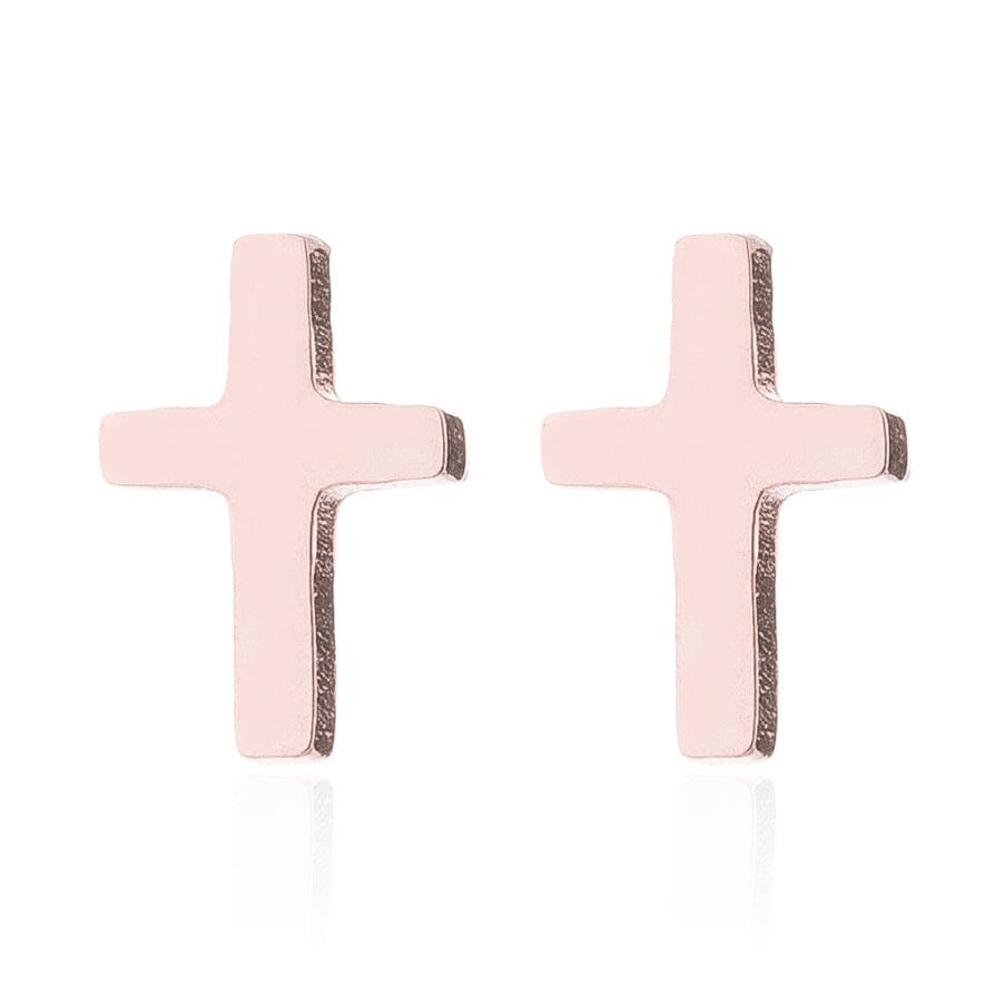 Basic Cross Stud Earrings Earrings Claire & Clara Rose Gold