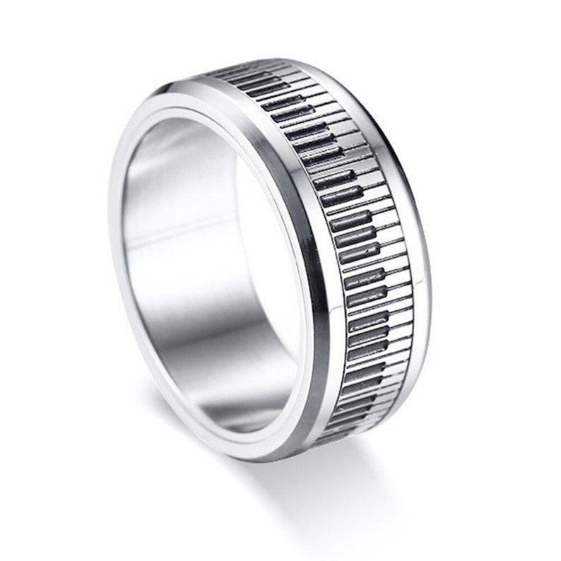 Black And White Piano Key Turnable Anti-anxiety Ring Rings Claire & Clara