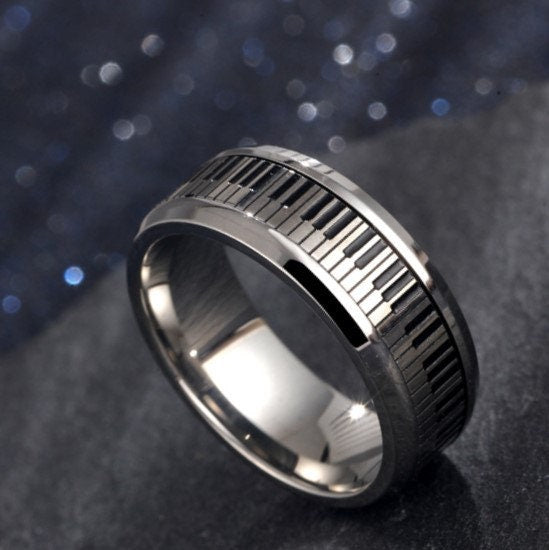 Black And White Piano Key Turnable Anti-anxiety Ring Rings Claire & Clara 7