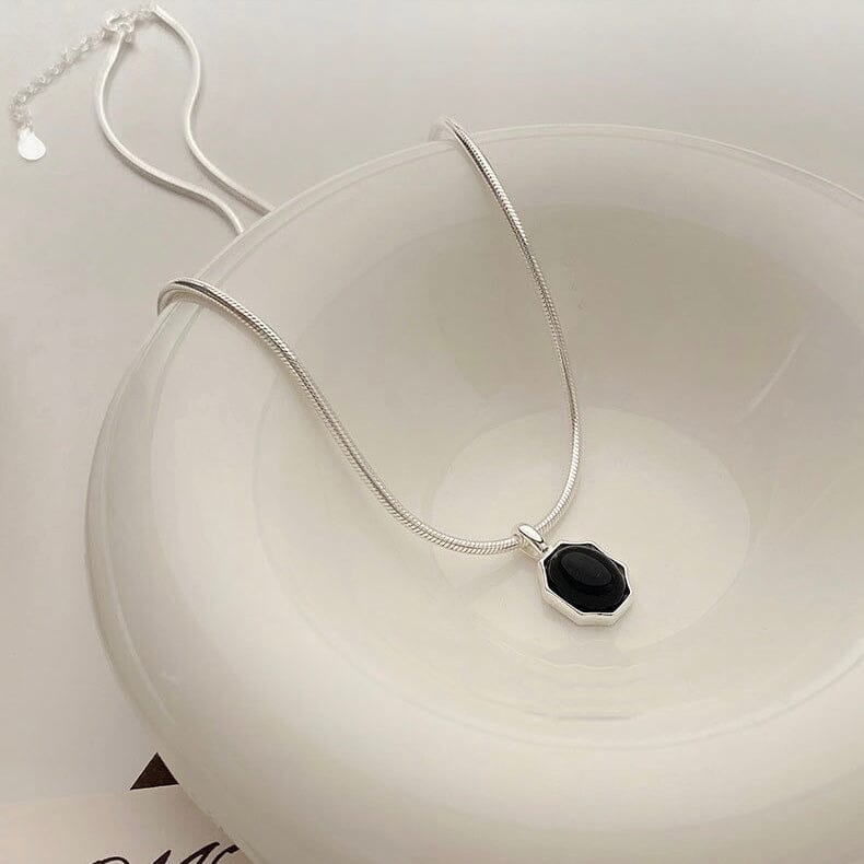 Black Octagon Pendant Necklace Necklace Claire & Clara