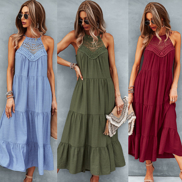 Boho Halter Lace Hollow Out Casual Dress Dresses Claire & Clara 