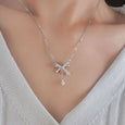 Bow Tassel Zirconia Pendant Necklace Necklace Claire & Clara