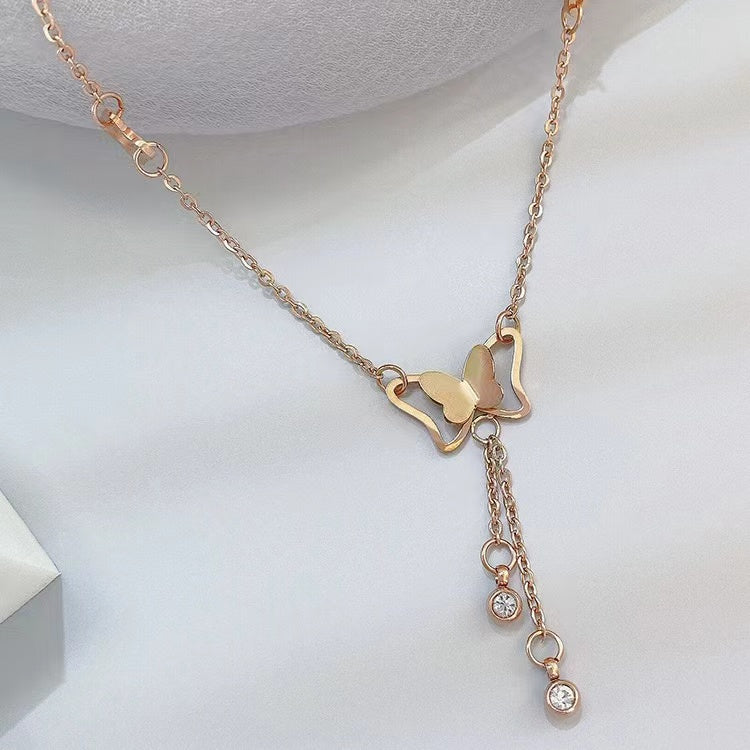 Butterfly Summer Tassel Rhinestone Anklet Anklet Claire & Clara