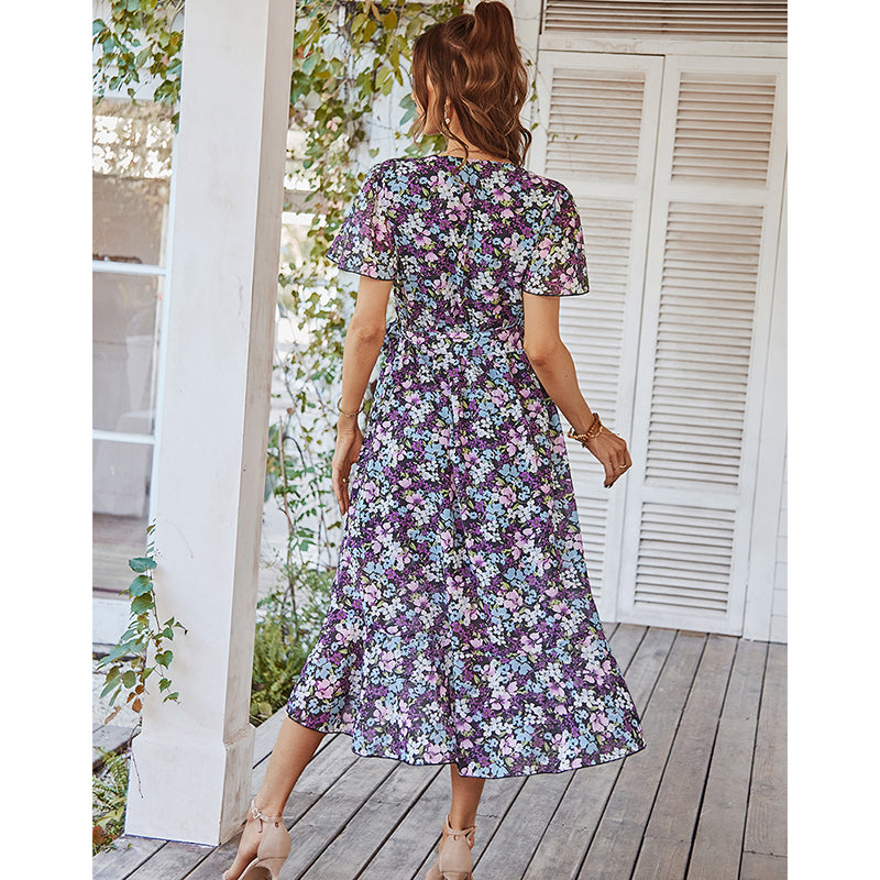 Callie Floral Dream V-Neck Wrap Midi Dress Dresses Claire & Clara